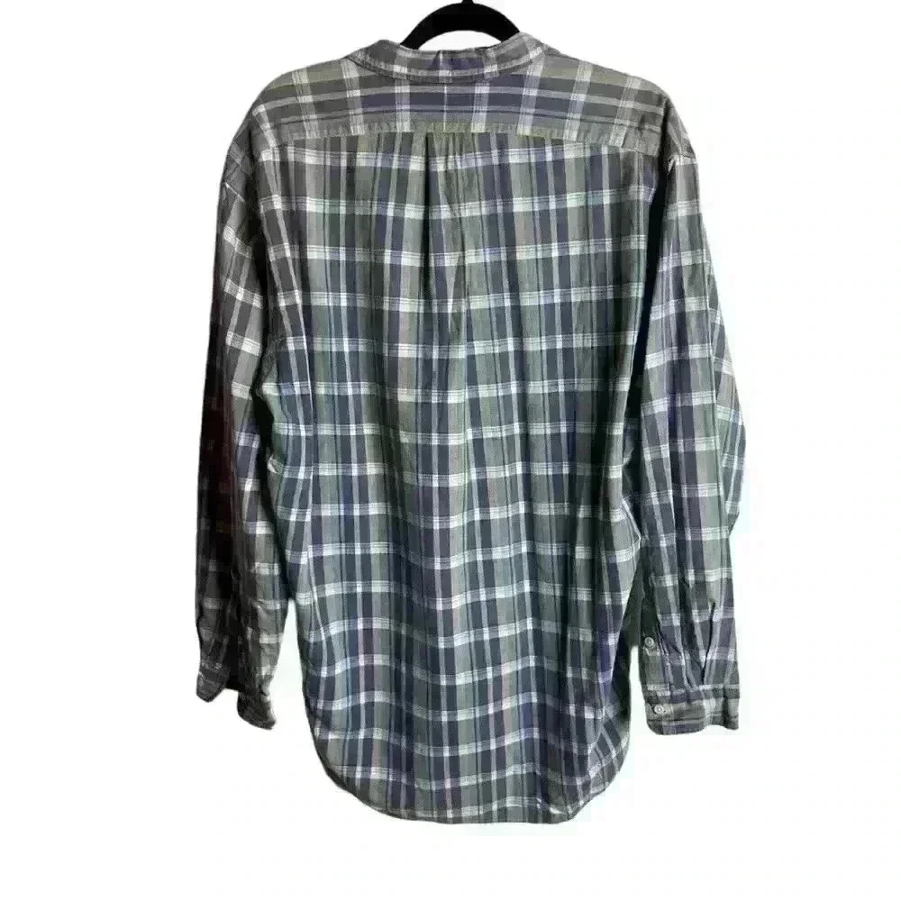 Polo Ralph Lauren Men’s Size Large Button Down Shirt Plaid Cotton Blue